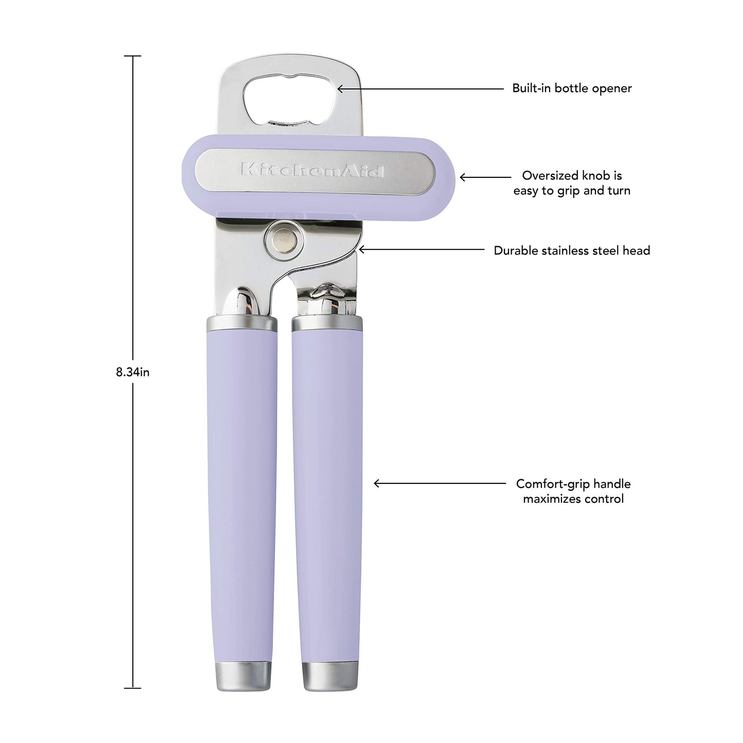 KitchenAid Classic Multifunction Can Opener / Bottle Opener, 8.34-Inch, Lavender Cream