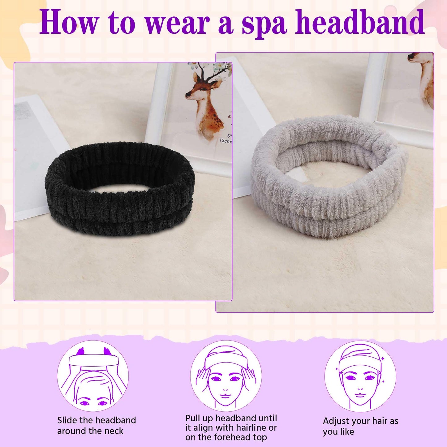 YGQQOY Spa Headband, Makeup Headband for Washing Face,Hair Bands Men,Black and Grey