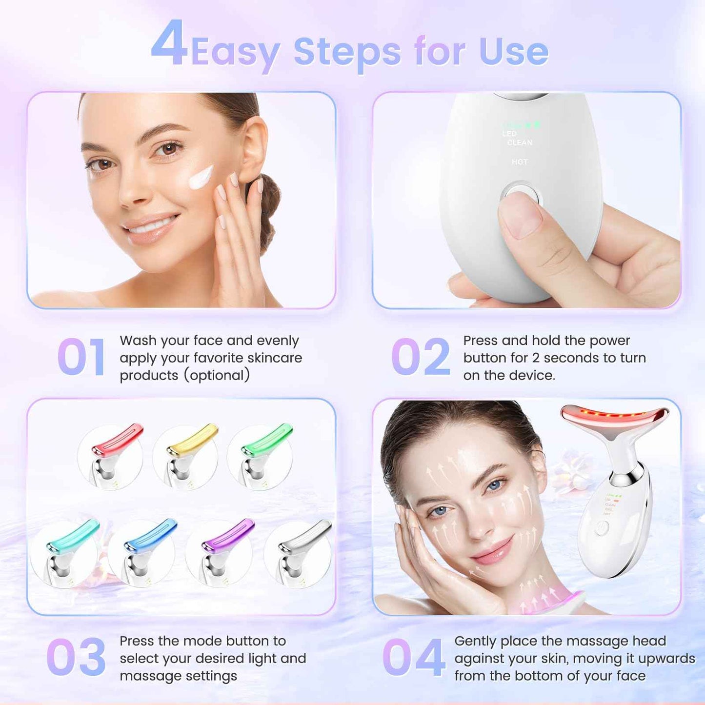 SEELE 2025 Upgrade Neck and Face Massager, 7-Color Light and Thermal Care, Enhances Skin Radiance and Relaxation, Ideal for Home and Travel Use