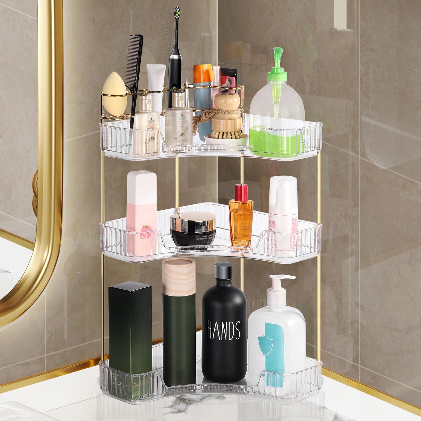 Makeup Organizer Cosmetic Storage Box: Multi-Function Transparent Countertop Perfume Makeup Storage Holder with Stylish Design 3 Layer Skincare Organizers for Bathroom, Dresser (3-Tier,Clear)