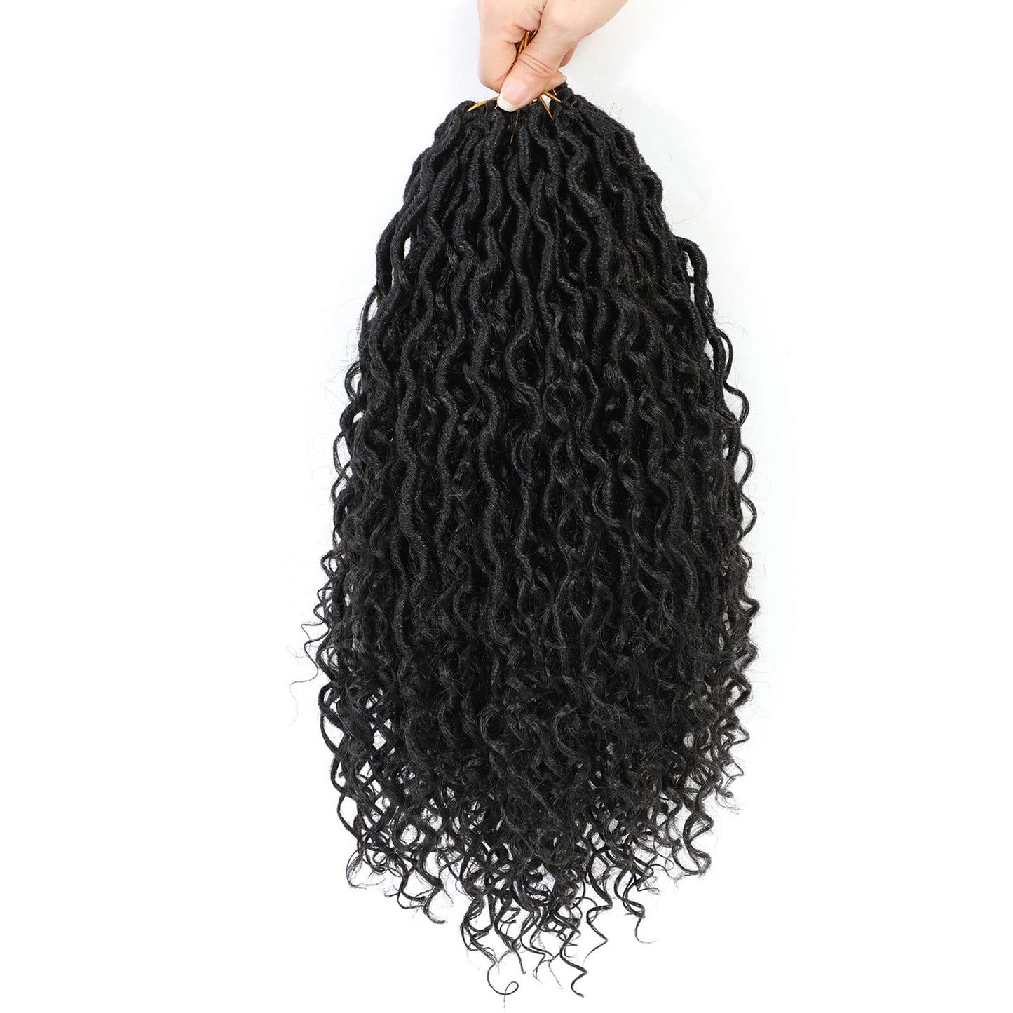 Col Bling Goddess Locs Crochet Hair 14 Inch, 8 Packs Faux Locs Crochet Hair Pre Looped for Women, Boho Crochet Locs with Curly Ends (Black)