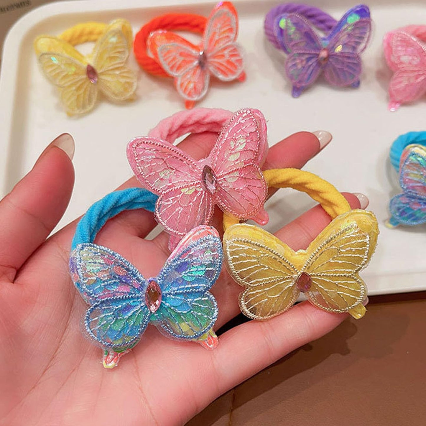 10 Pcs Butterfly Hair Ties Soft Elastic Hair Bands Cute Hair Rope No Damage for Toddler Infant Teens Toddlers Ponytail Holder Hair Accessories for Kids-10PCS-#01