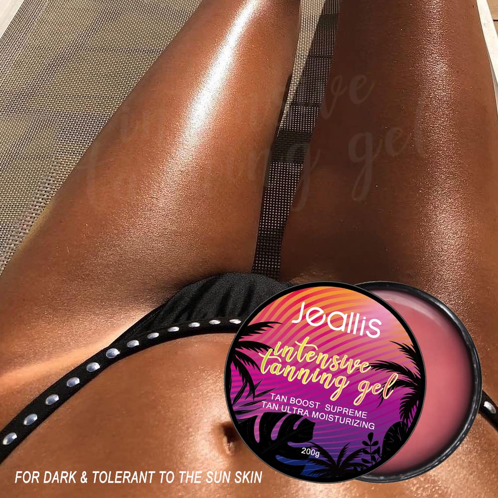 Jeallis Extreme Dark Intensive Tanning Luxe Gel Peach, Tan Accelerator for Outdoor Sun and Tanning Beds, Sun Tan Intensifier Butter with Dark Carrot Sun Tanning Oil for Natural Faster Darker Tan 6.8oz