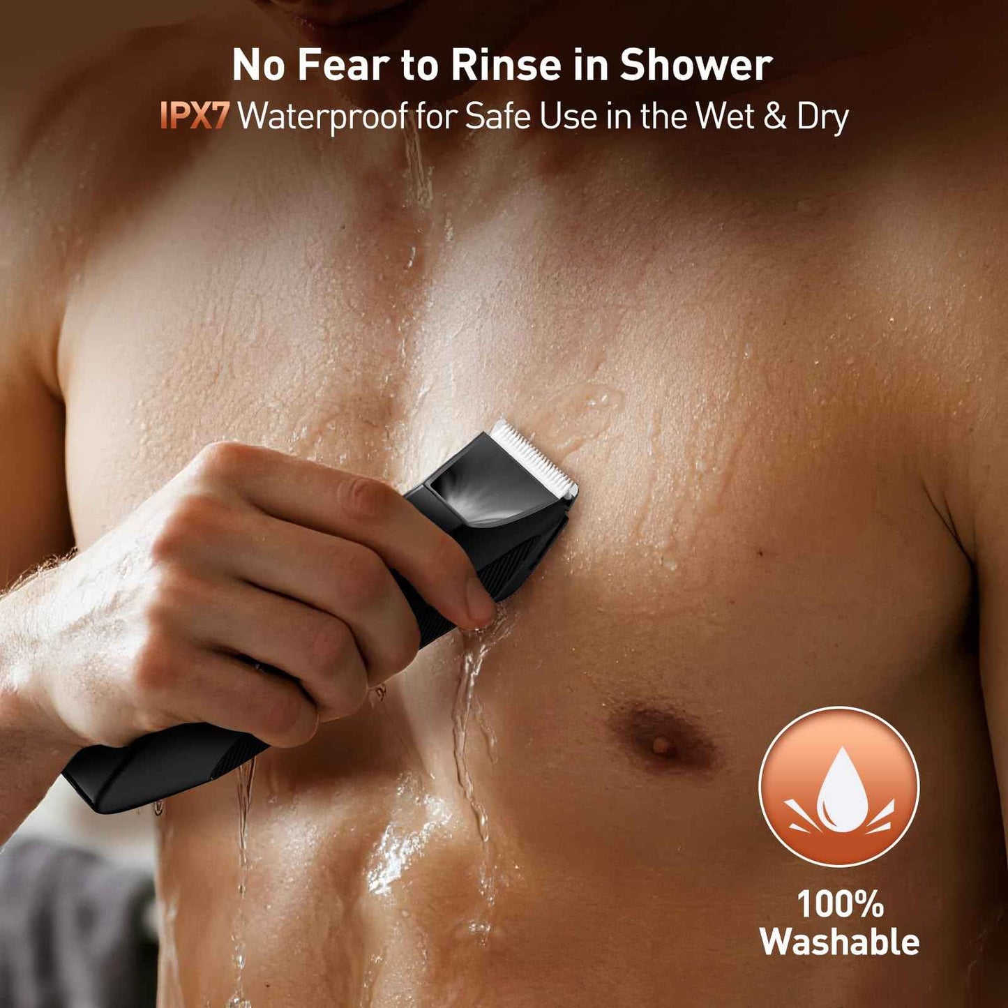 VIKICON 2-in-1 Manscape Trimmer & Shavers for Men: No-Nick Full Body Electric Razor for Pubic, Balls, Back Hair w/Dual-Head Trimmer & Foil Blades - Waterproof Groomer Kit w/Light, Travel Lock & Pouch