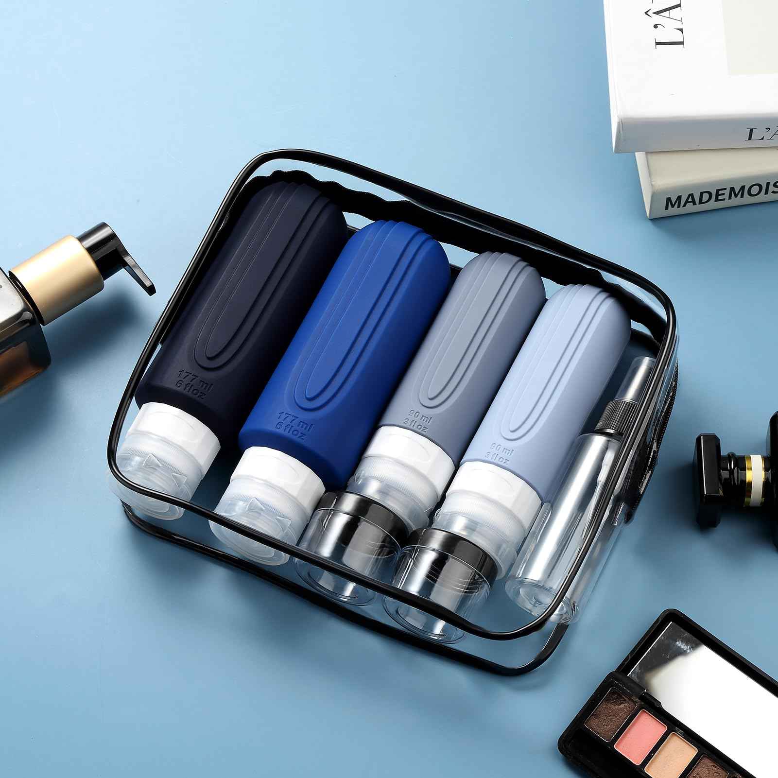 Mrsdry 16 Pack Travel Bottles for Toiletries, Oversize 6oz Silicone Travel Containers, Leak Proof Refillable Liquid Shampoo And Conditioner Travel Essentials