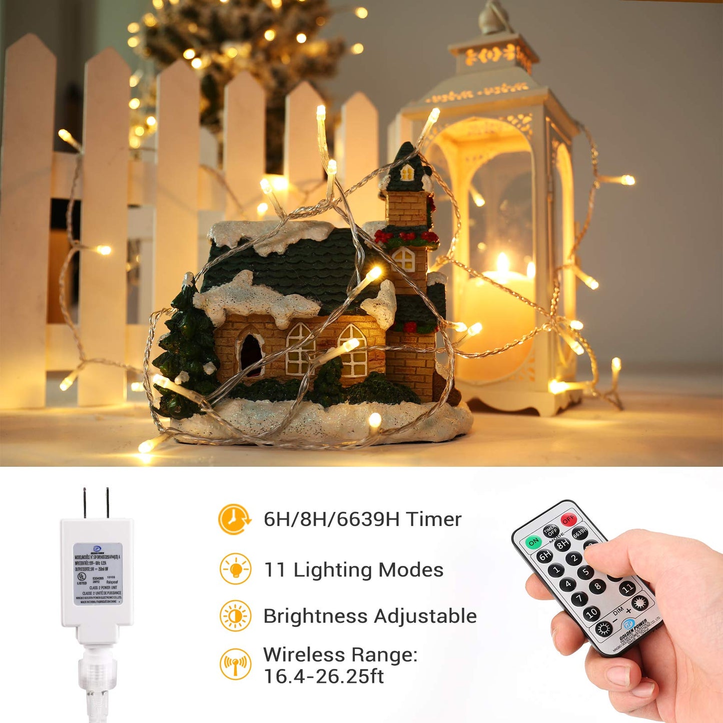 Brizled Color Changing Christmas Lights, 300 LED Christmas String Lights Connectable, 115ft 11 Modes Christmas Tree Lights Warm White & Multicolor Clear Wire Xmas Lights Remote for Xmas Party Home