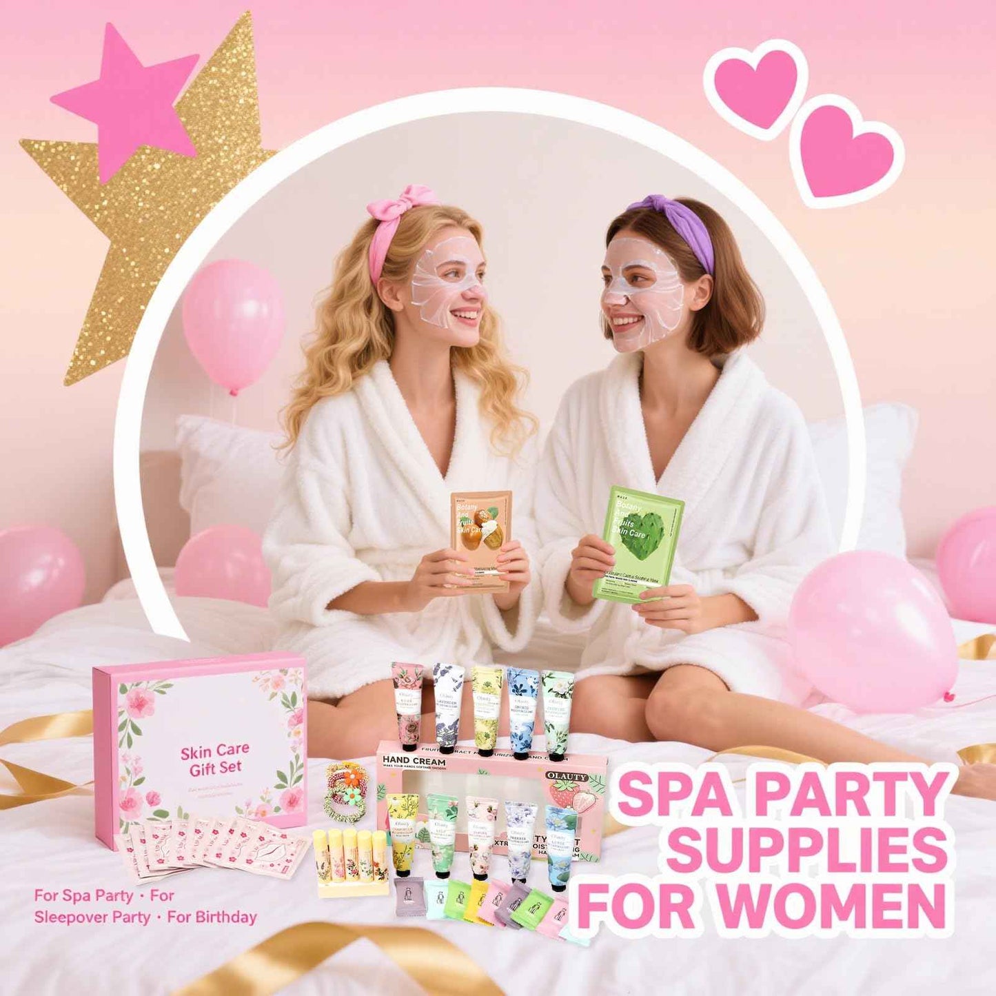 90 PCS Spa Sleepover Party Favors Supplies for Girls & Women, Favors Include Face Masks,Lip Balm,Under Eye Patches,Lip Mask,Skincare Spa Kit,Spa Sleepover Party Gifts,Birthday Sleepover Party Supplies