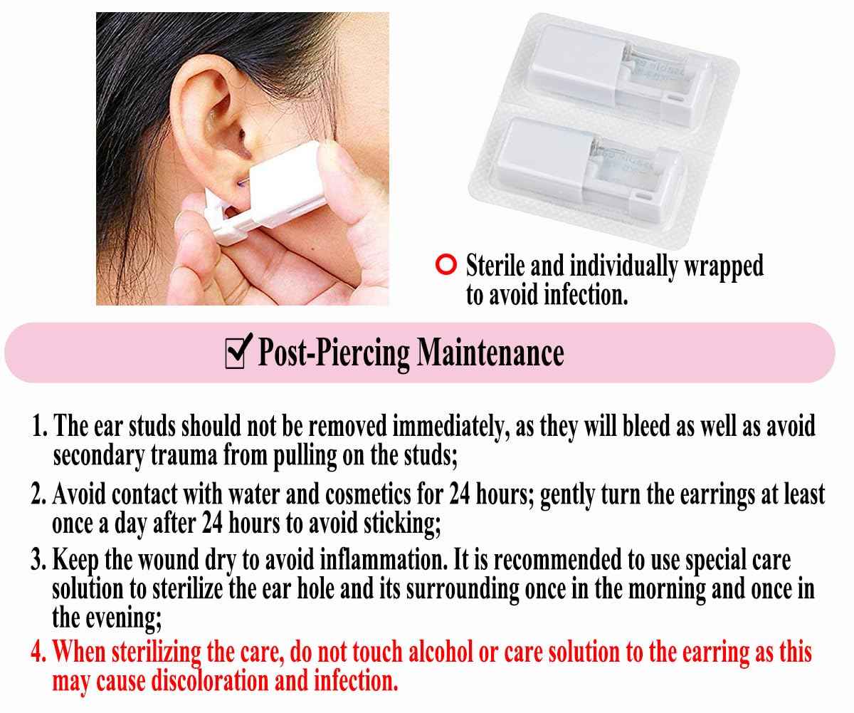 VitaCool Ear Piercing Kit Disposable Ear Cartilage Piercing Gun Kit with Sterile Multi-Sized CZ Studs Easy and Safe Earring Self for Yourself Use at Home (Style I-Ball-2/3/4mm-G)
