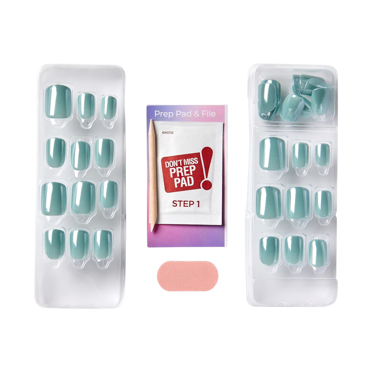 KISS imPRESS No Glue Mani Press-On Nails, Color FX, After Hours', Medium Green, Short Size, Squoval Shape, Includes 30 Nails, Prep Pad, Instructions Sheet, 1 Manicure Stick, 1 Mini File