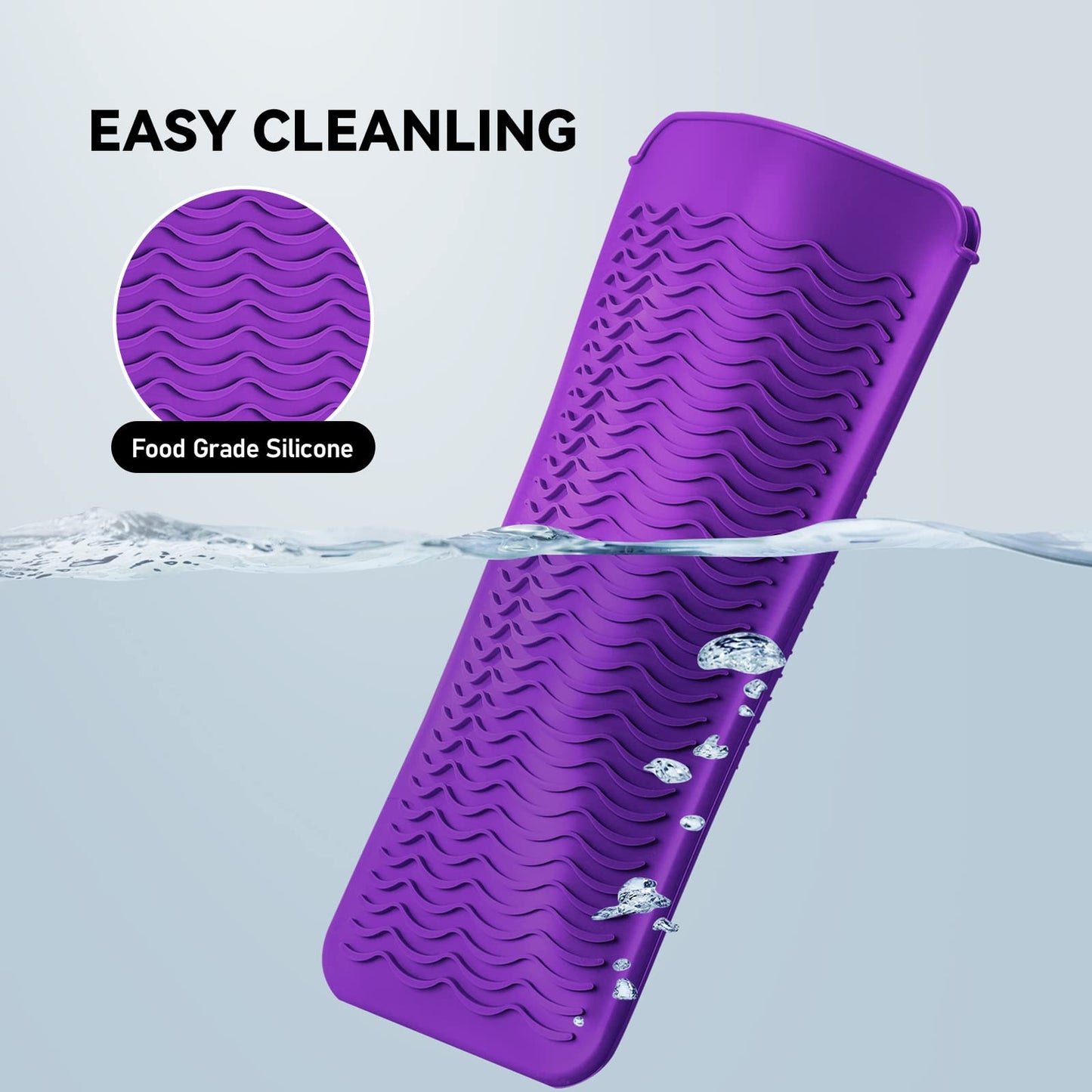 BOOOMU Heat Resistant Mat,Silicone Pouch for Flat Iron,Hair Straightener,Curling Iron,Hot Hair Tools.(Purple,2Pack)