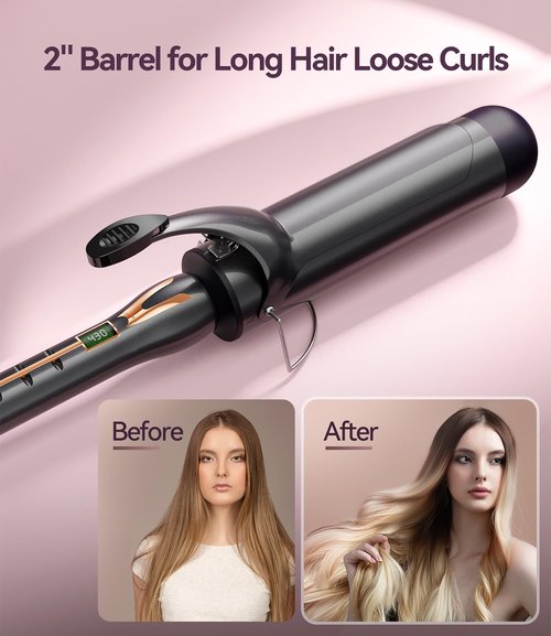 ORYNNE 2 Inch Curling Iron for Long Hair Loose Curls, 14 Heat Settings Large Barrel Curling Iron, Ceramic Curling Iron 2 Inch Barrel with Argan Oil Infused, Big Barrel Curling Iron