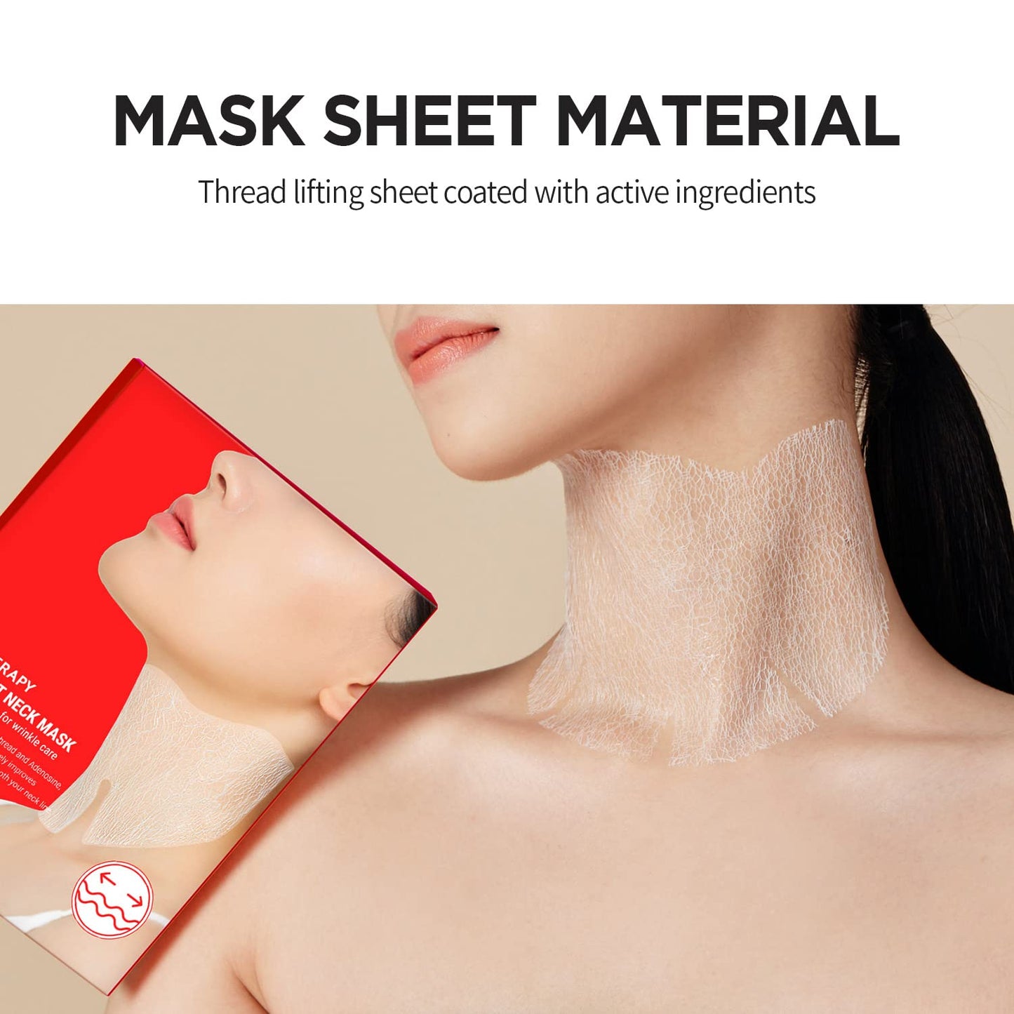 MEDITHERAPY Wrinkle fit Korean Mesh Sheet Masks for Neck (7EA), Collagen Mesh Sheet Mask for Neck Care, Hyaluronic acid Neck Mask, Korean Skincare