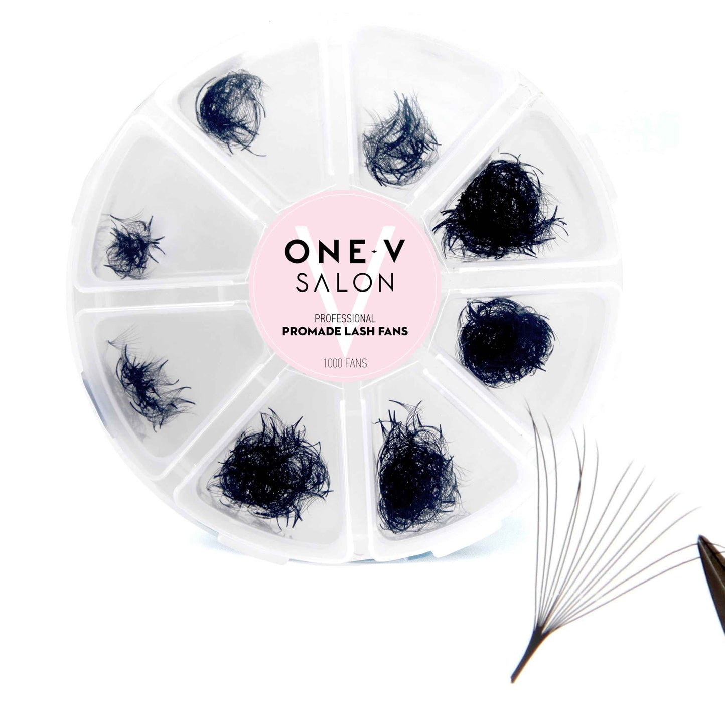One V Salon Pro 14D Promade Loose Fans, 1000 Premade Extreme Mega Volume Lash Fans | C Curl | 0.05 mm | 8–15 mm Mixed Lengths | Thin Base, Hand-Crafted Eyelash Extensions(14D-0.05-C-Curl)