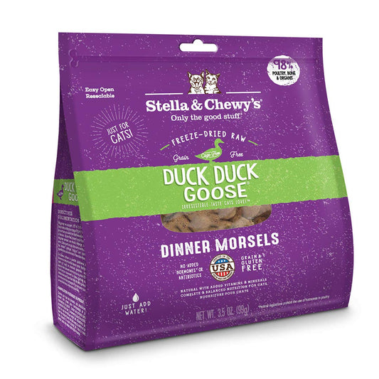 Stella & Chewy's Freeze-Dried Raw Duck Duck Goose Dinner Morsels Cat Food, 3.5 oz. Bag, Freeze-Dried Raw Cat Dinner Morsels