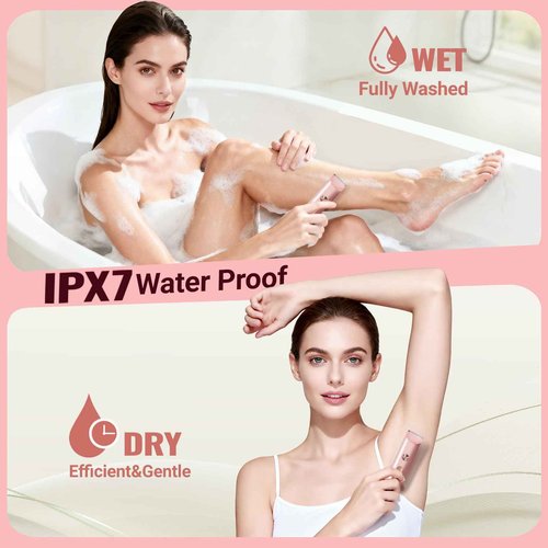 Bikini Trimmer for Women 2in1 High Power Epilators Hair Removal Waterproof Electric Razors Women's Electric Razor Pubic Hair Trimmer Shaver for Women for Ladies Pubic, Face, Underarms, Legs (Pink)