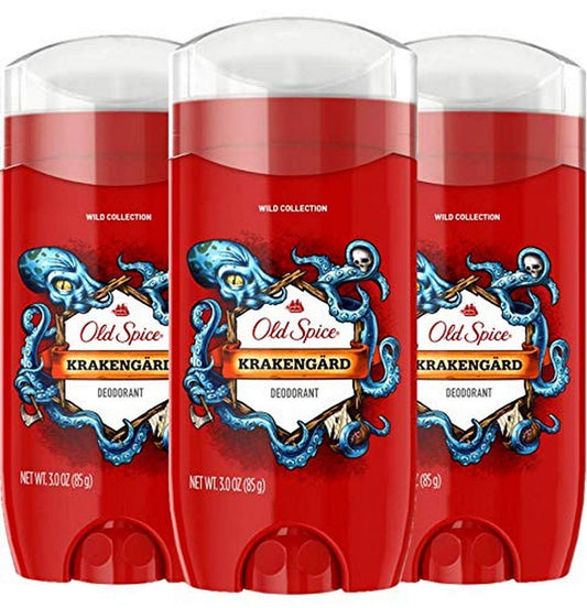 Old Spice Deodorant for Men, Krakengard Scent, Wild Collection, 3 oz, Pack of 3