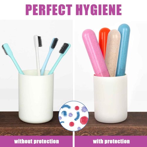 Eaezerav 6 Pack Toothbrush Travel Case, Travel Toothbrush Holder, Sanitary Toothbrush Storage, Eco-friendly Toothbrush Protector Covering for Traveling, Business, Camping, Home, School