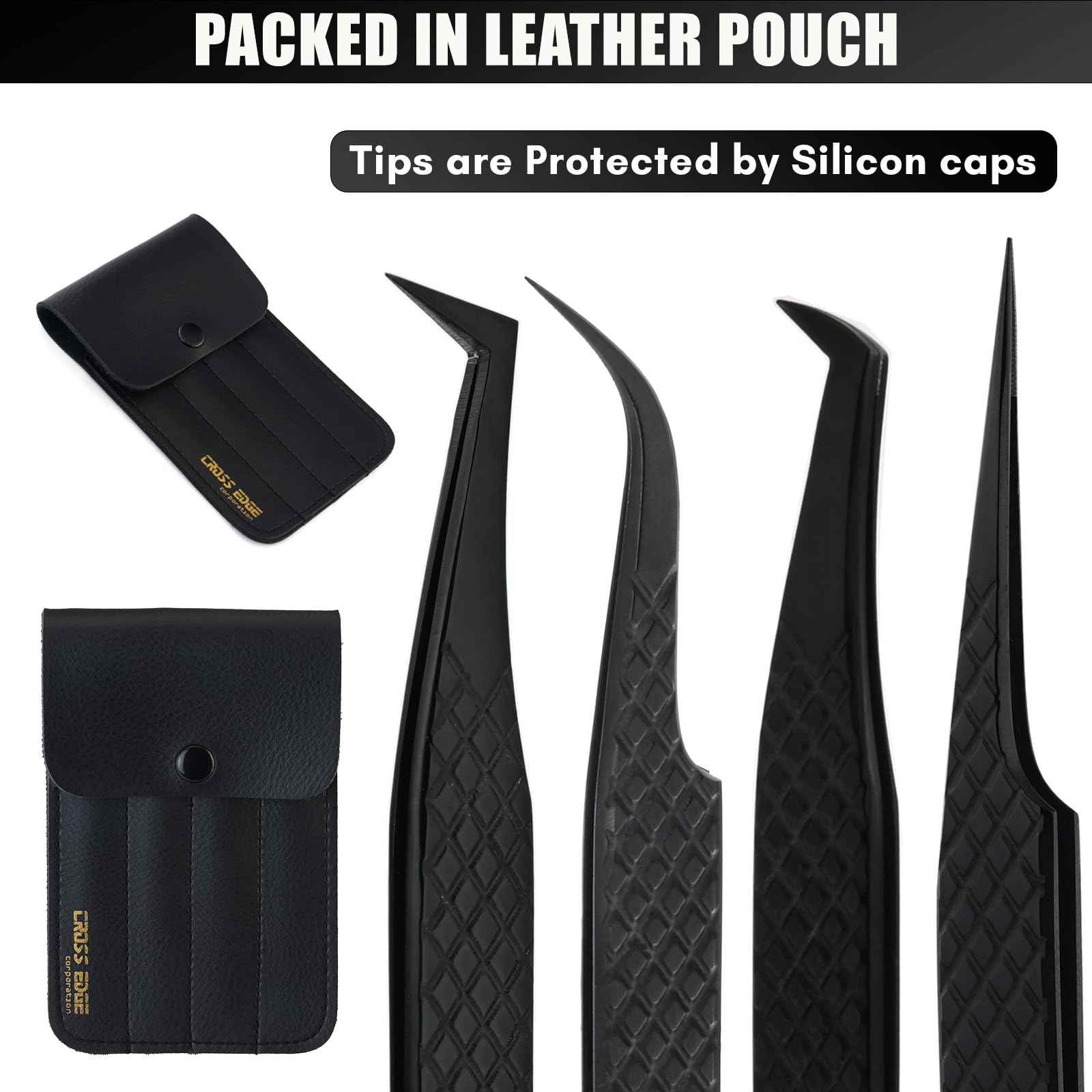 My Lash Tools Eyelash Extension Tweezers Fiber Tip Lash Tweezers, Precision Boot Fiber Tip Volume Tweezers for Lash Extensions Japanese Steel Curved & Isolation Tweezer pinzas para pestaas (4pcs Set)