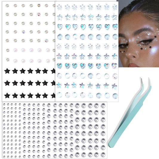 NOOEPC Face Gems Hair Gems, Self-Adhesive Face Jewels Eye Jewels Rhinestones DIY Face Gems Stick on, Hair Body Rhinestones Gems Crystals Pearls for Face Eyes Makeup Body, Crafts