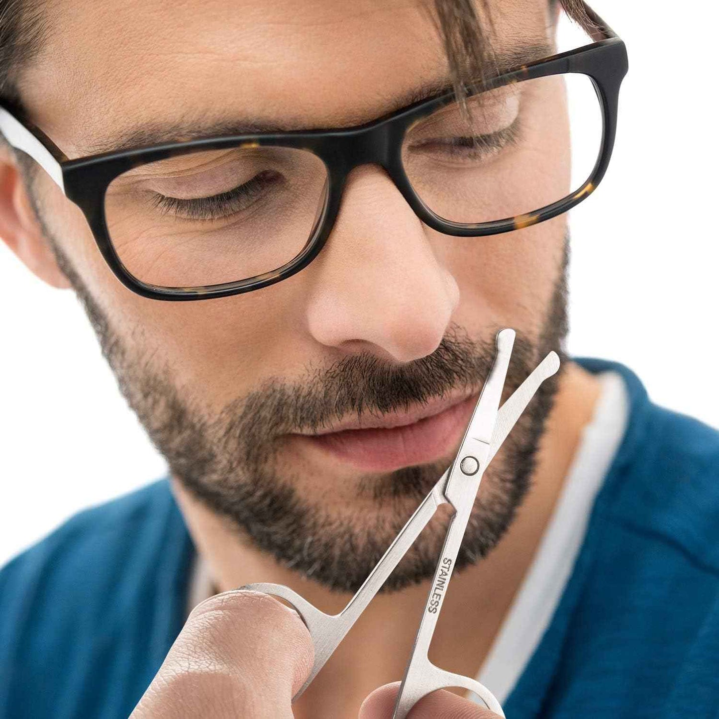 Natzerat 5-Piece Men's Safety Rounded Tip Small Scissors - Professional Stainless Steel Trimming Scissors for Mustache, Nose, Beard, Eyebrows, Eyelashes, and Ear Hair Cutting