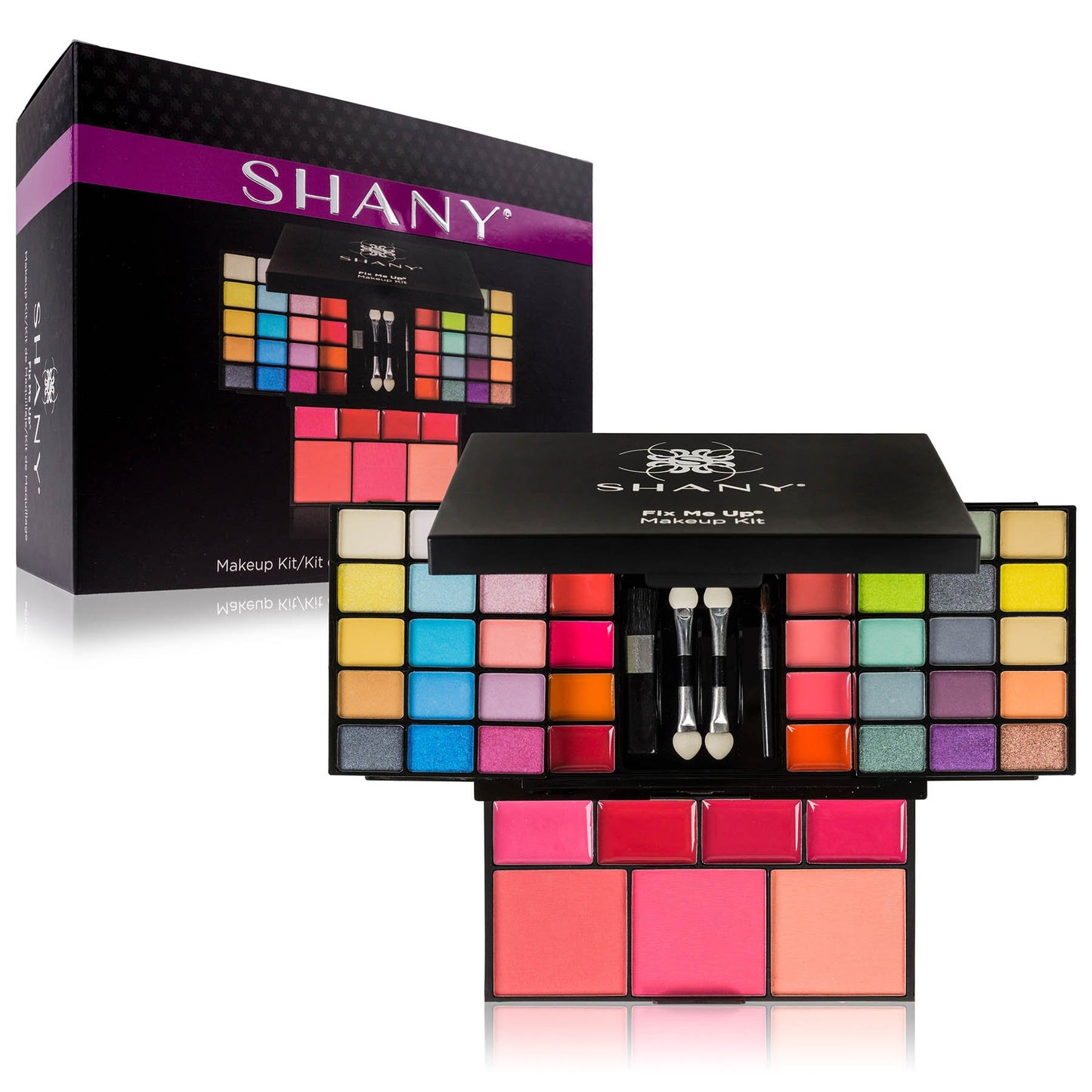 SHANY 'Fix Me Up' Makeup Kit - Eye Shadows, Lip Colors, Blushes, and Applicators (Pack of 4)