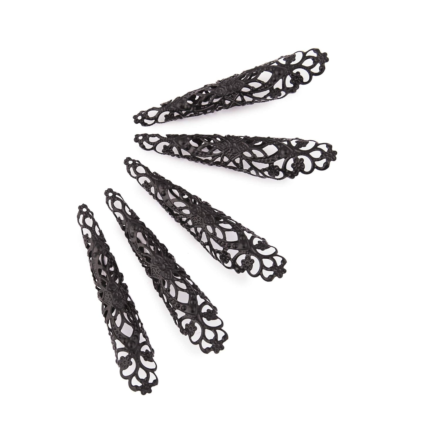 LUX ACCESSORIES Beautiful Floral Fingertip Nail Sharp Claw Jewelry??(Black Matte)