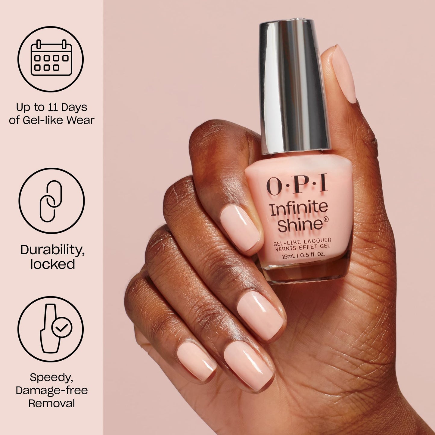 OPI Infinite Shine Long-Wear Dark Crème Finish Opaque Brown Nail Polish, Up to 11 days of wear & Gel-Like Shine, You Don't Know Jacques!, 0.5 fl oz