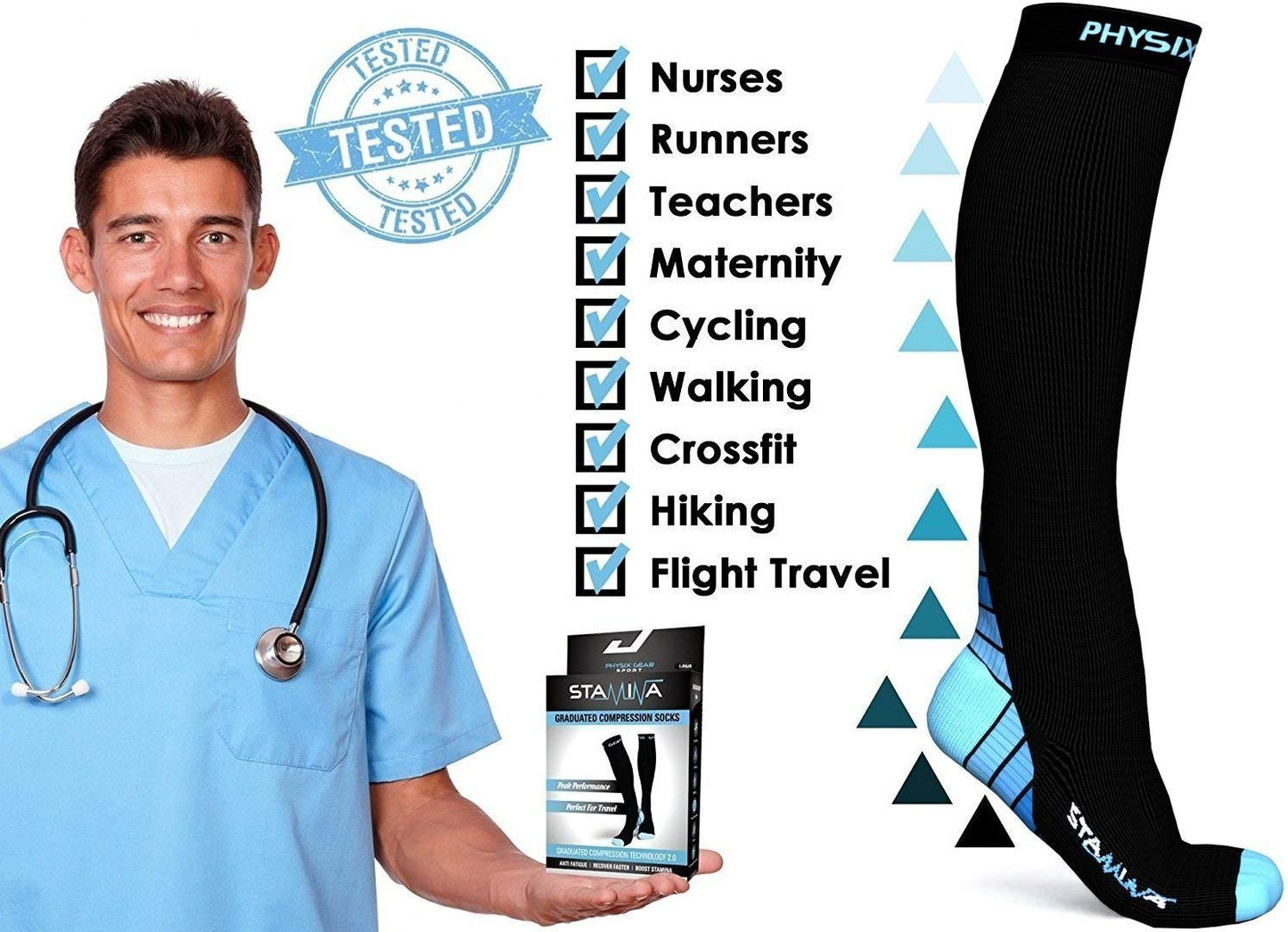 Compression Socks for Men & Women, BEST Graduated Athletic Fit for Running, Nurses, Shin Splints, Flight Travel, & Maternity Pregnancy. Boost Stamina, Circulation, & Recovery - Includes FREE EBook!