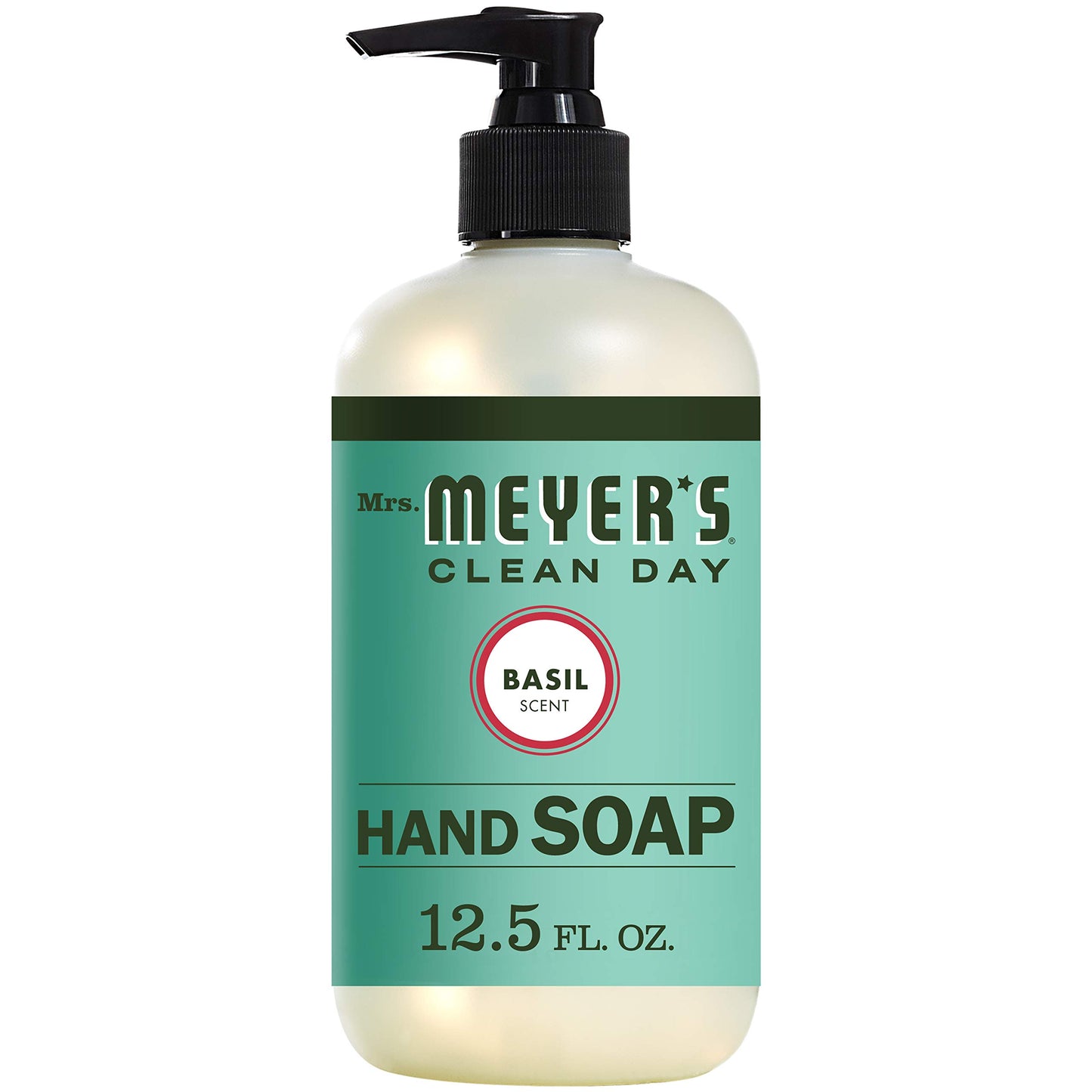 MRS. MEYER'S CLEAN DAY Liquid Hand Soap, Cruelty Free and Biodegradable Hand Wash Made with Essential Oils, Basil Scent, 12.5 oz - Pack of 6