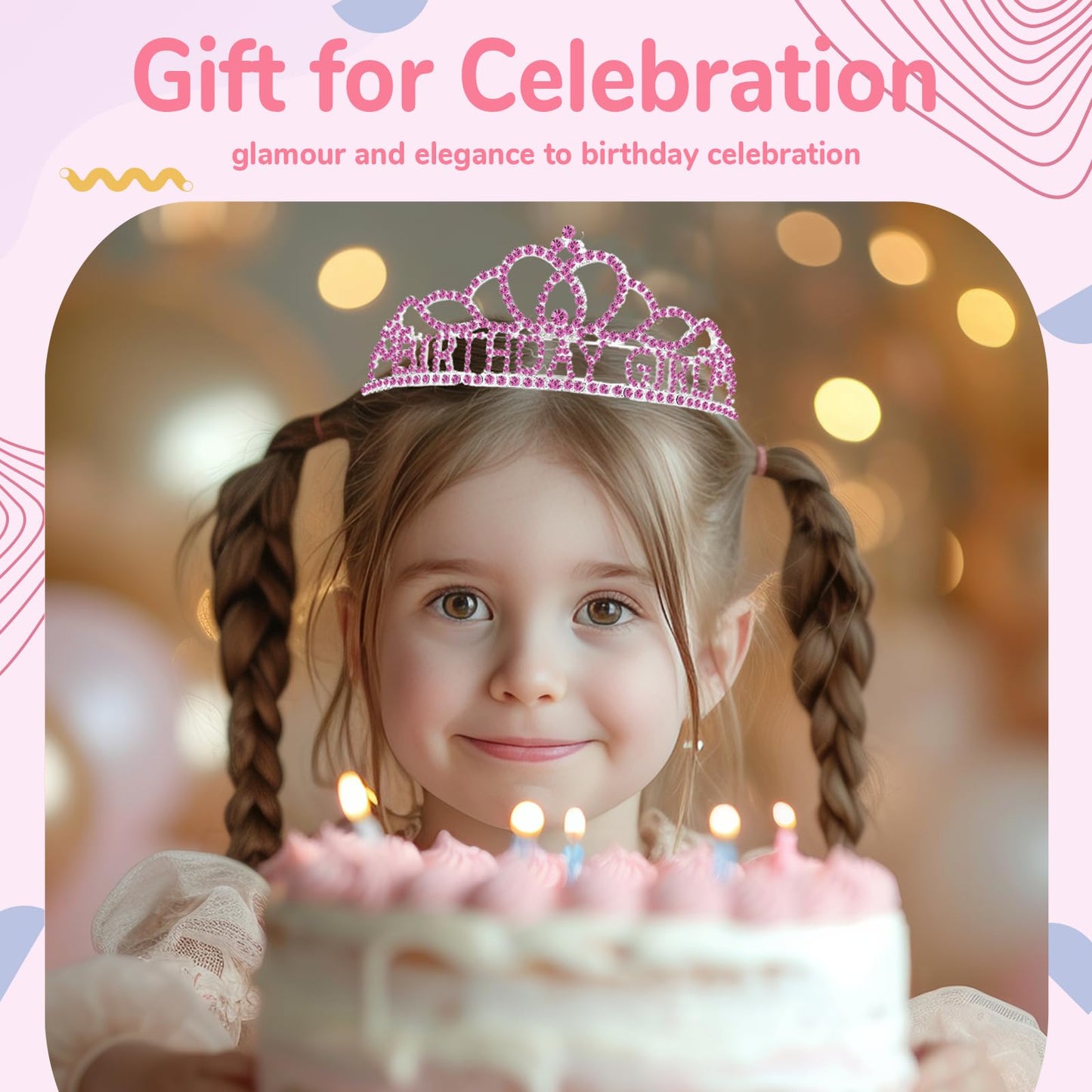 Queenship Birtthday Tiara Crown with Sash for Women Birthday Party (Pink)