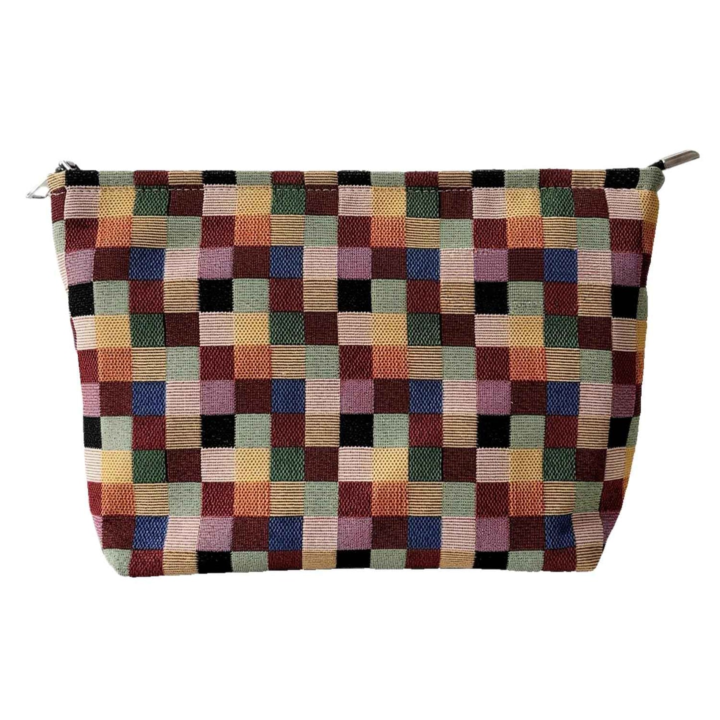 Stylish Checkered Makeup Bag for Woemn, Travel Cosmetic Car Organizer, Tartan Cosmetic Bag, Colorful Squares Zipper Canvas Pouch, Plaid Makeup Pouch for Purse, Gingham Make up Bag, Coquette Gifts