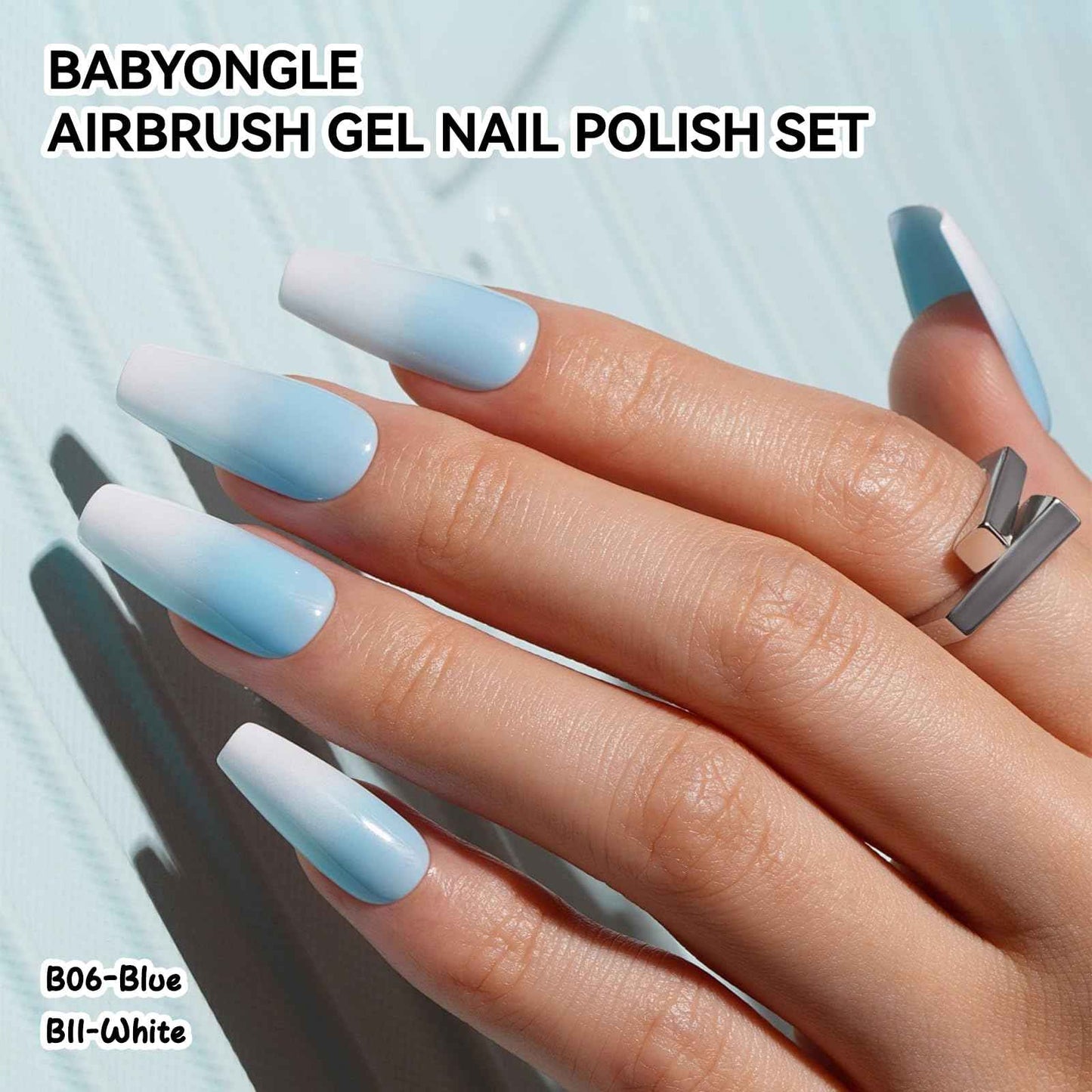 babyongle Airbrush Gel Nail Polish, 12 Vibrant Colors, Dilution Free Airbrush Gel for Fine Mist Gradient & French Nails, Acetone Free Salon-Quality Gel Nail Polish For Nail Art Design at Home,15ml