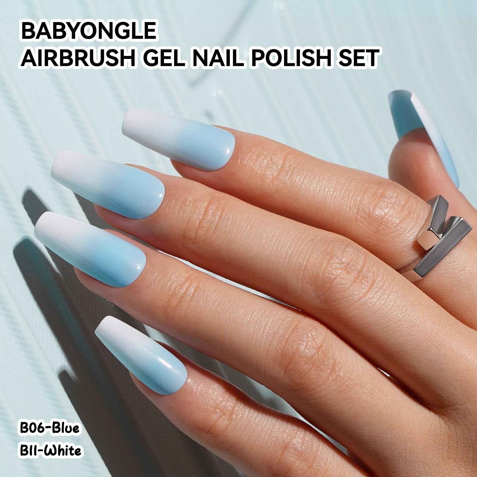 babyongle Airbrush Gel Nail Polish, 12 Vibrant Colors, Dilution Free Airbrush Gel for Fine Mist Gradient & French Nails, Acetone Free Salon-Quality Gel Nail Polish For Nail Art Design at Home,15ml