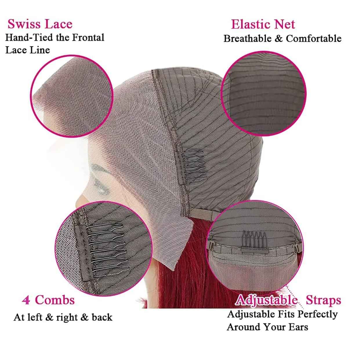 99j Burgundy Lace Front Wigs Human Hair Bob Wig Human Hair 200% Density 13x4 Body Wave Lace Front Wig Pre Plucked Wine Red Wigs Human Hairs Short Bob Wig for Women 10 Inch