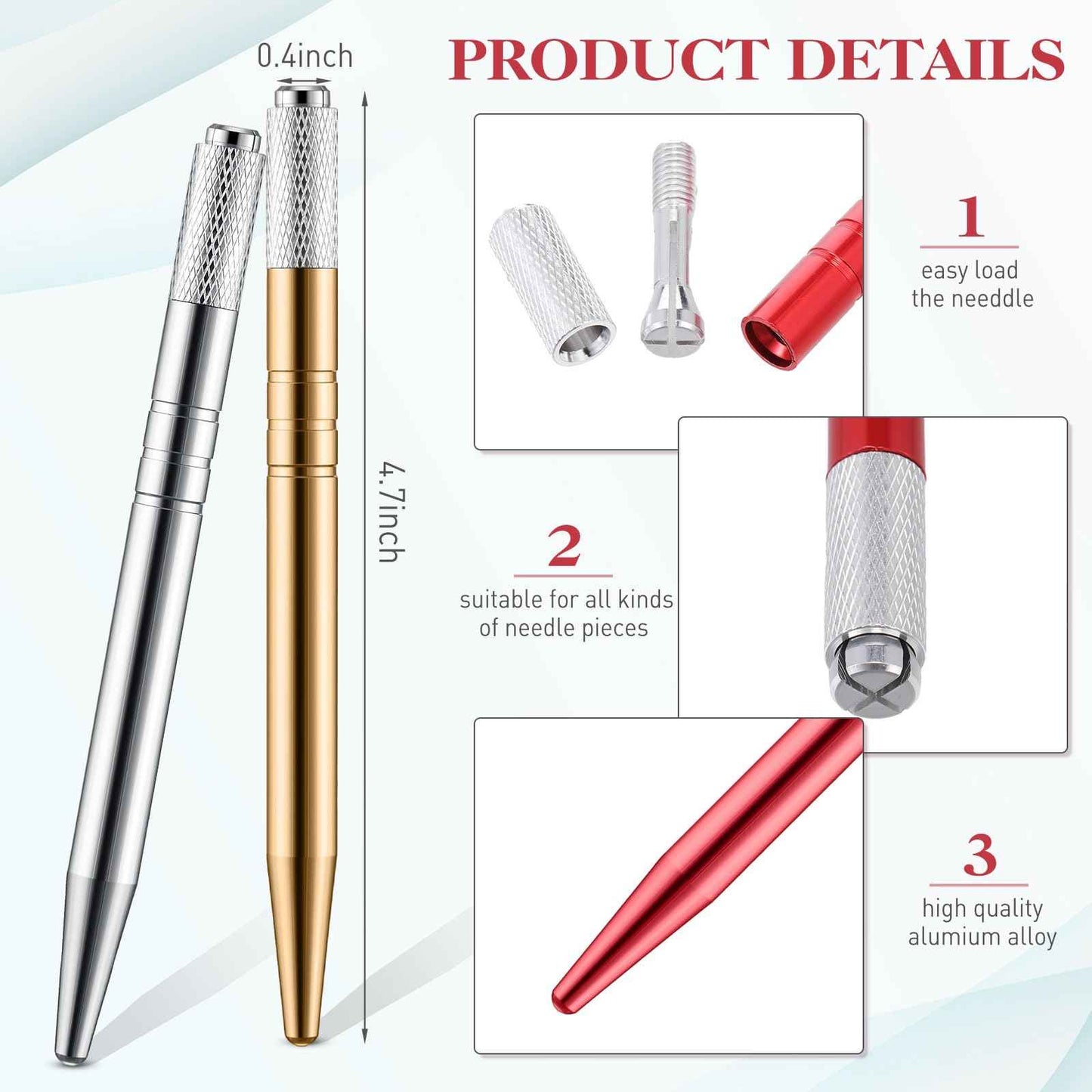 Gisafai 50 Pcs Microblading Pen Manual Eyebrow Pens Supplies Aluminum Microblade Pen Tool Holder Hand Tools for Makeup Supplies Salons(Multicolor)