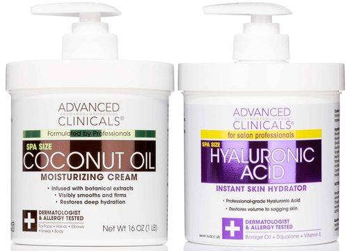 Advanced Clinicals Coconut Oil Moisturizing Cream + Hyaluronic Acid Hydrating Cream Set
