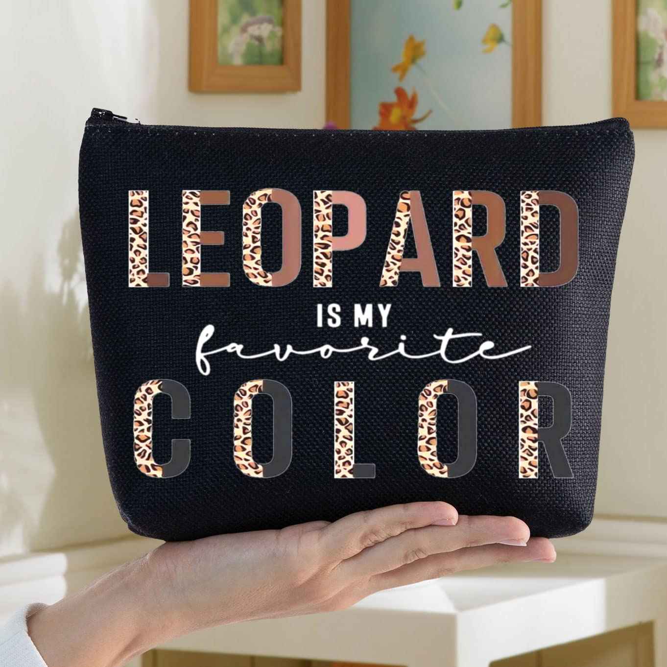 BWWKTOP Leopard Lovers Cosmetic Makeup Bag - Zipper Pouch, Leopard Fans Gifts, My Favorite Color Merchandise