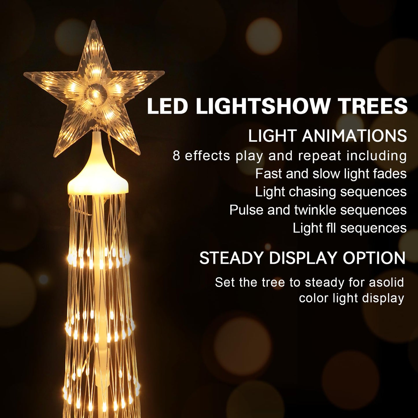 Fanshunlite Christmas Cone Tree Lights, LED Artificial Tree with 8 Modes Light Show, Decor for Porch Garden Patio Indoor Outdoor House Yard Xmas Decorations, 331 LED Warm White 5.9FT