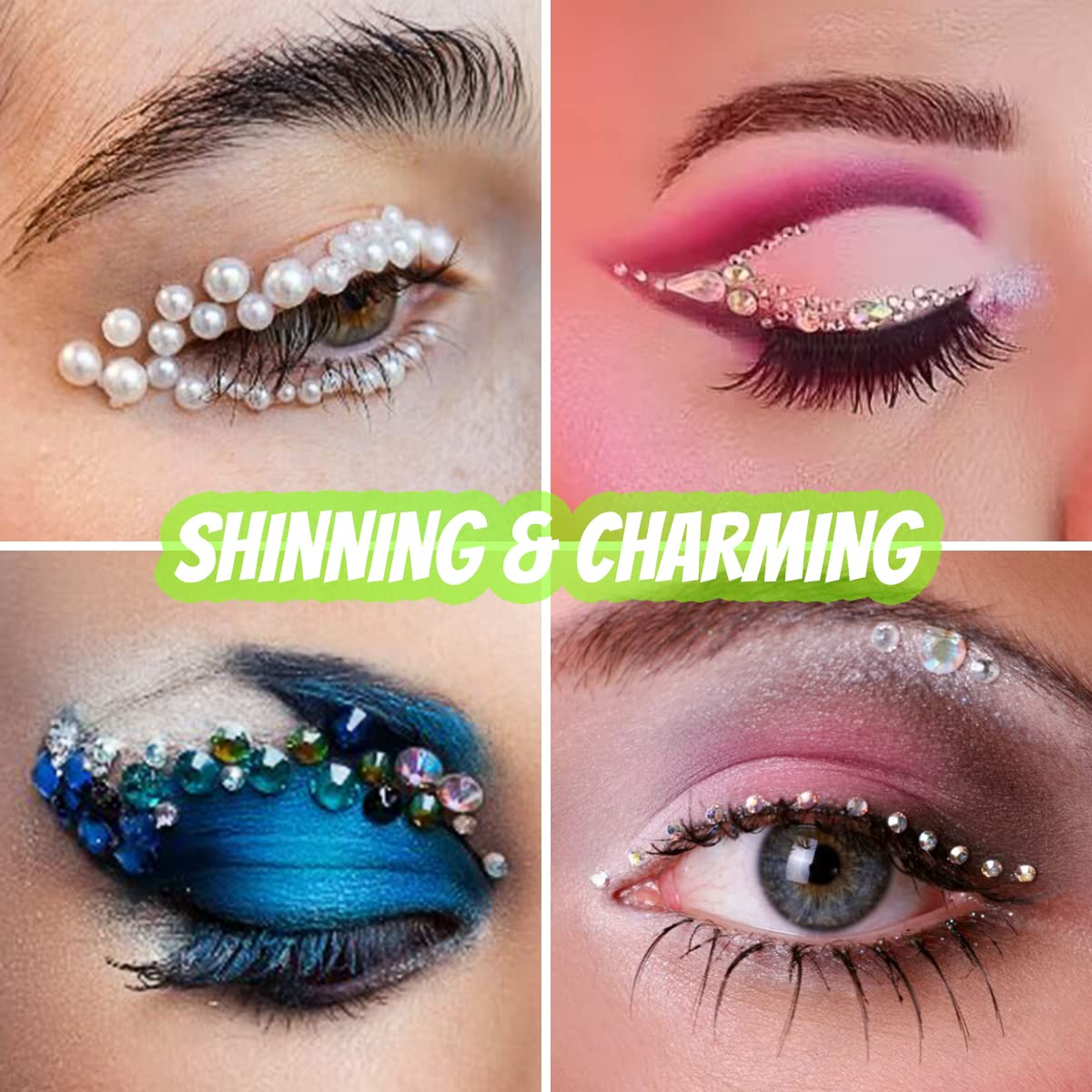 3 Sheets Eye Body Face Gems Jewels Rhinestone Stickers Temporary Tattoo Gems Self Adhesive Crystal Makeup Face Stick Gems for Festival Accessory and Nail Art Decorations (Moons&Stars)