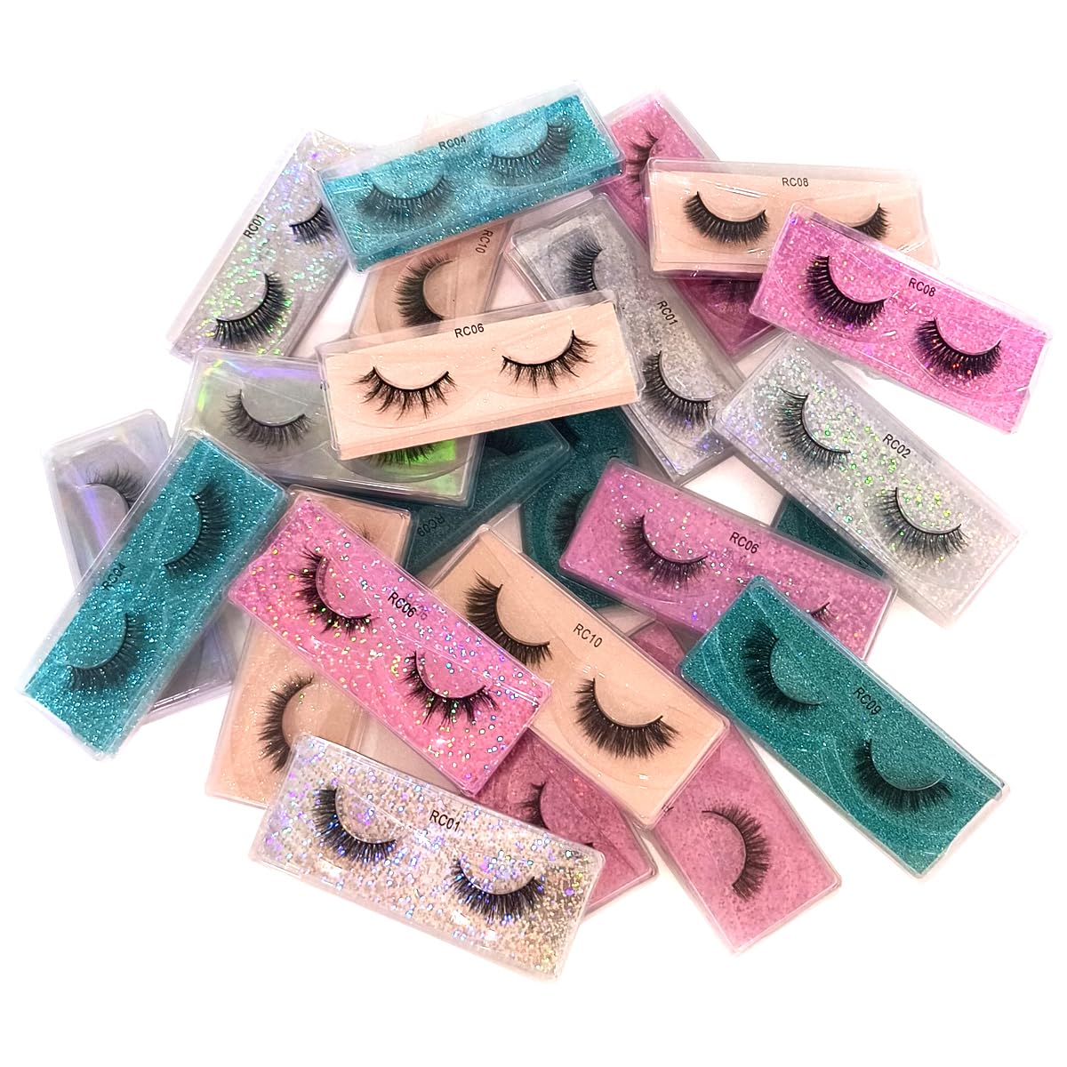 Ellazzle 50 Pairs False Eyelashes Natural, Wholesale 5D Fuffy Volume Lashes, Faux Mink Eyelash Bulk with Portable Boxes