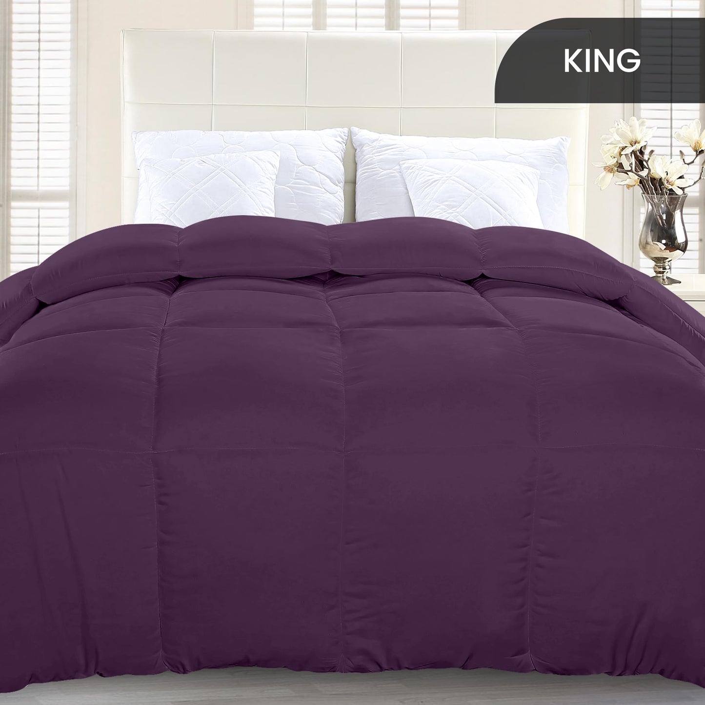 Utopia Bedding Comforter Duvet Insert, Quilted Comforter with Corner Tabs, Box Stitched Down Alternative Comforter King (Plum)