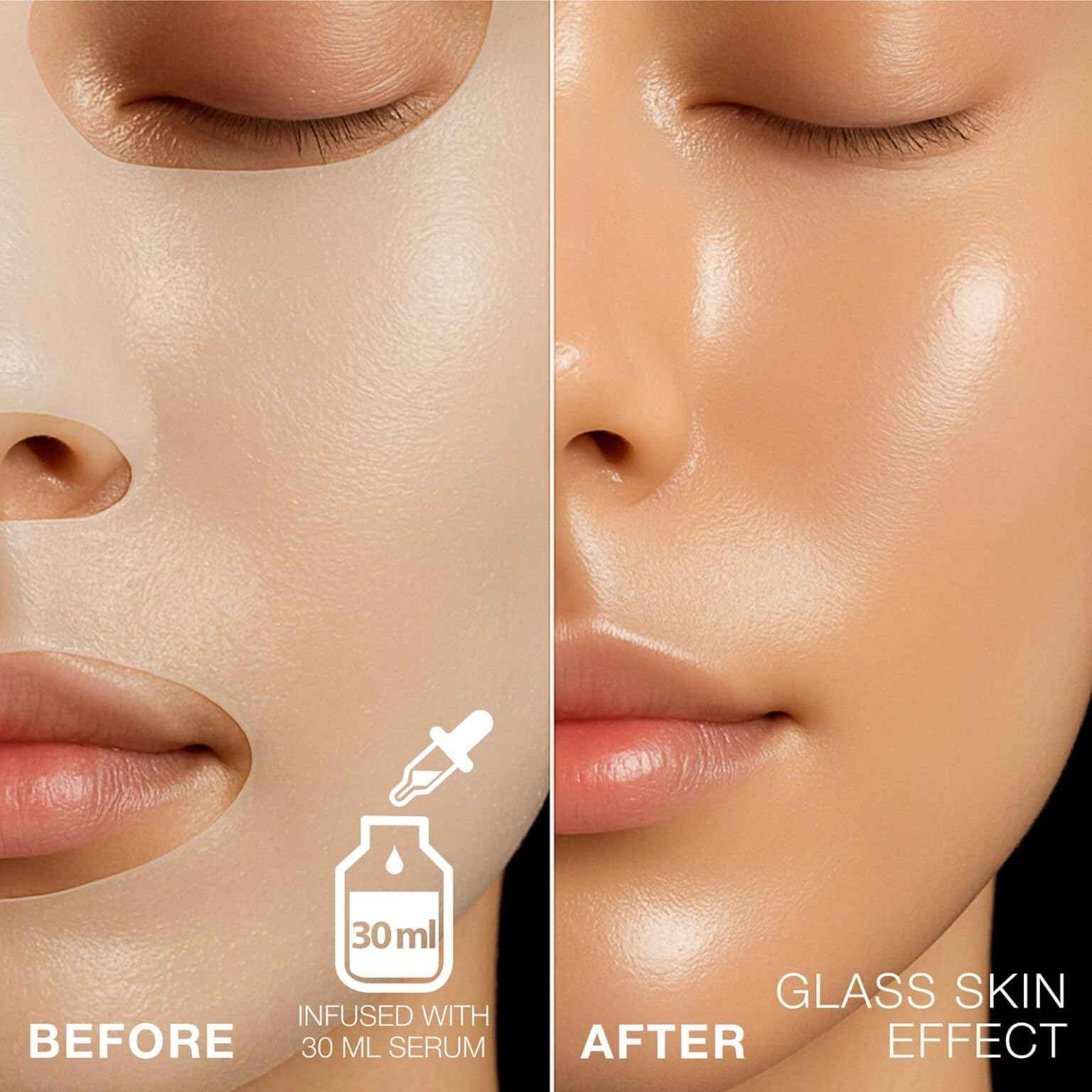 STARSKIN After Party 4x40g, Bio-Cellulose Brightening Face Mask for all Skin Types, Korean Skincare Mask infused with Vitamin C Serum and Niacinamide, Energizing and Soothing, K Beauty Skincare