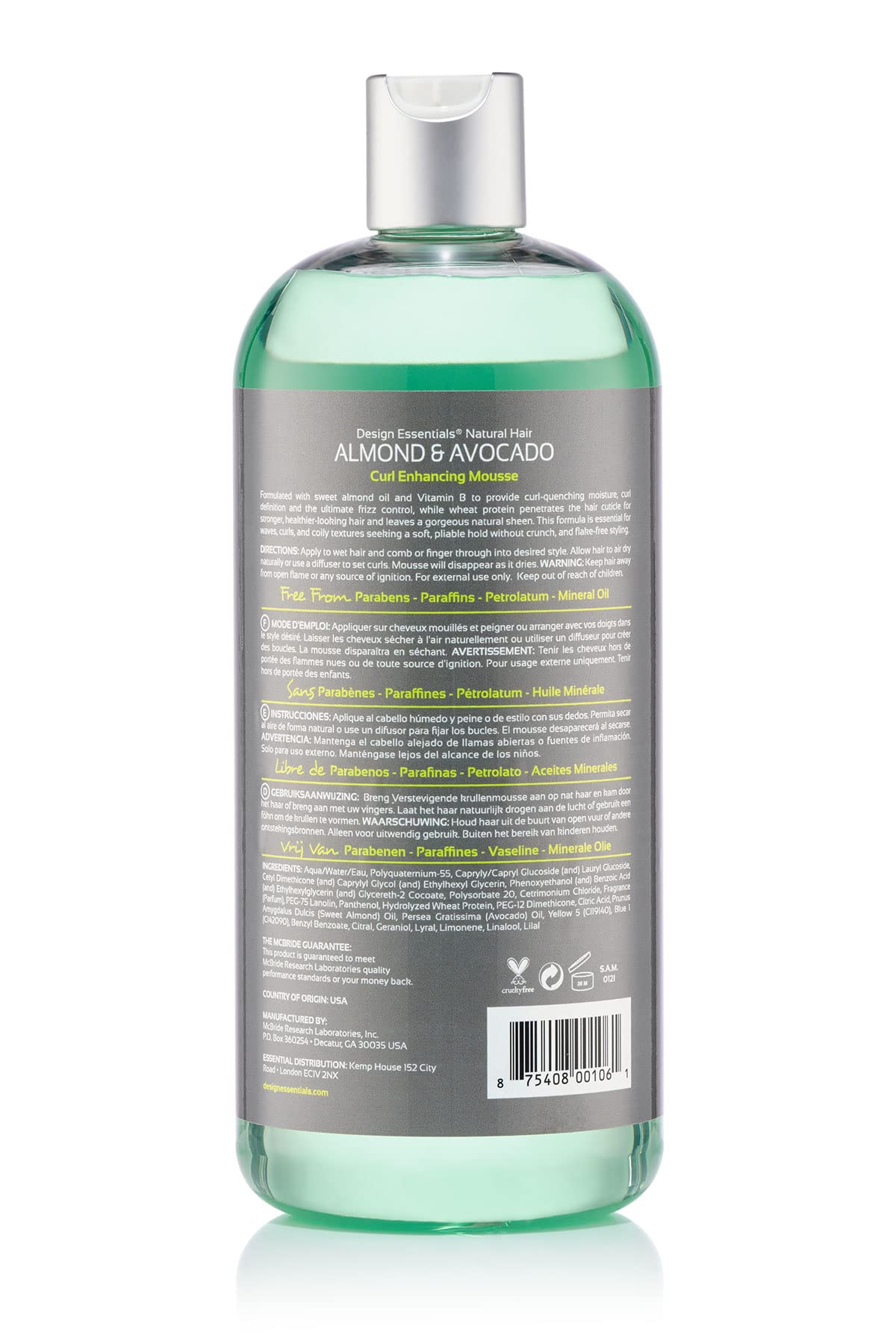 Design Essentials Natural Curl Enhancing Mousse REFILL, Best Value - Almond & Avocado Collection, 32 Oz