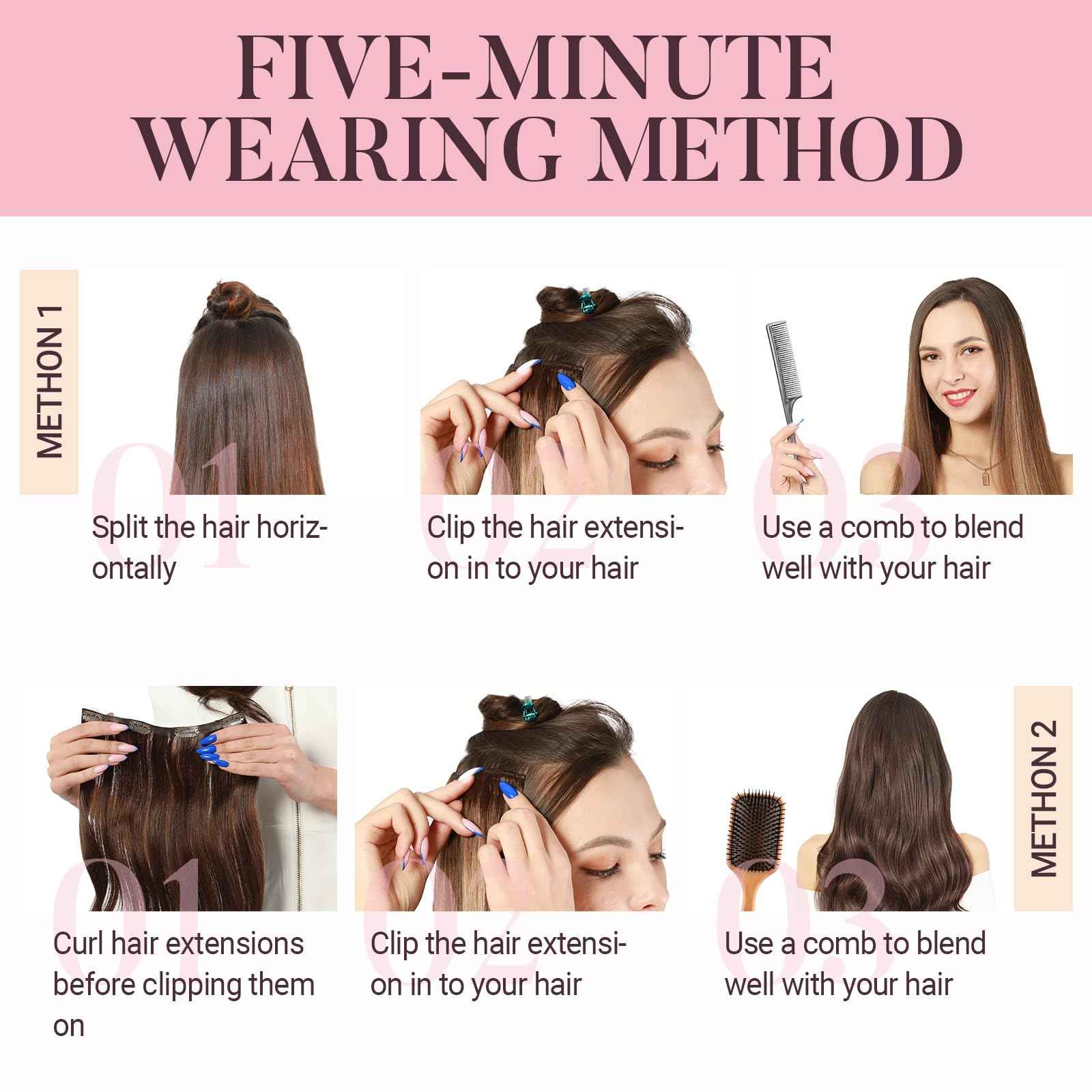 MAXITA Human Hair Clip in Extensions, Chocolate Brown 16 Inch 5pcs 75g, Remy Clip in Hair Extensions Real Human Hair Extensions Natural Straight Hair Extensions for Woman