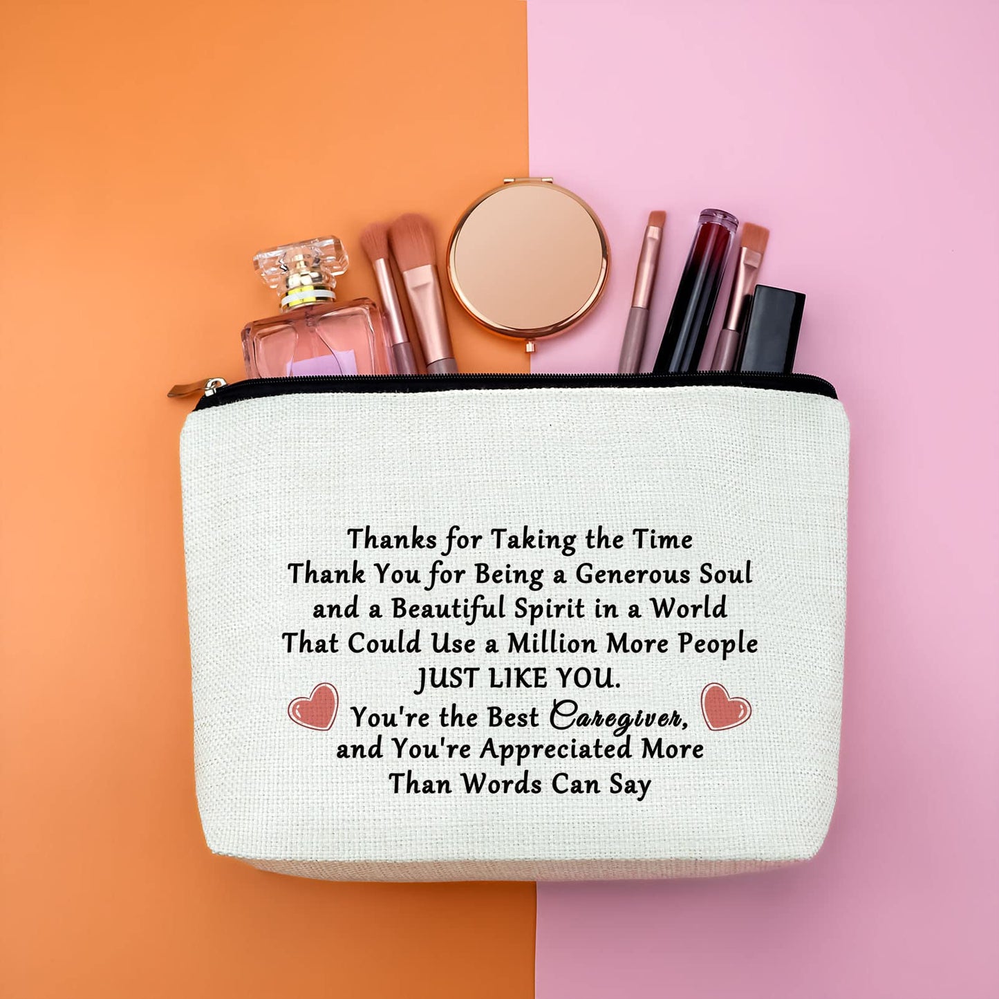 Gfhzdmf Appreciation Gift Thank You Gift for Caregiver Nanny Babysitter Makeup Bag New Year Thanksgiving Christmas Gift for Caretakers Nurse Assistant Birthday Graduation Gift for Women Her Friend