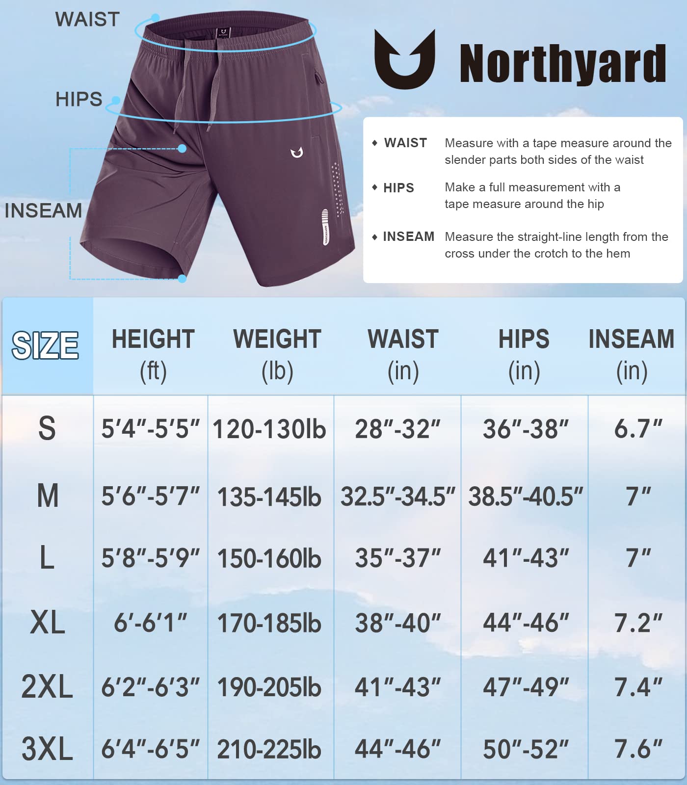 NORTHYARD Men's Athletic Running Shorts Quick Dry Workout Shorts 7"/ 5"/ 9" Lightweight Sports Gym Basketball Shorts Hiking Exercise Plum S