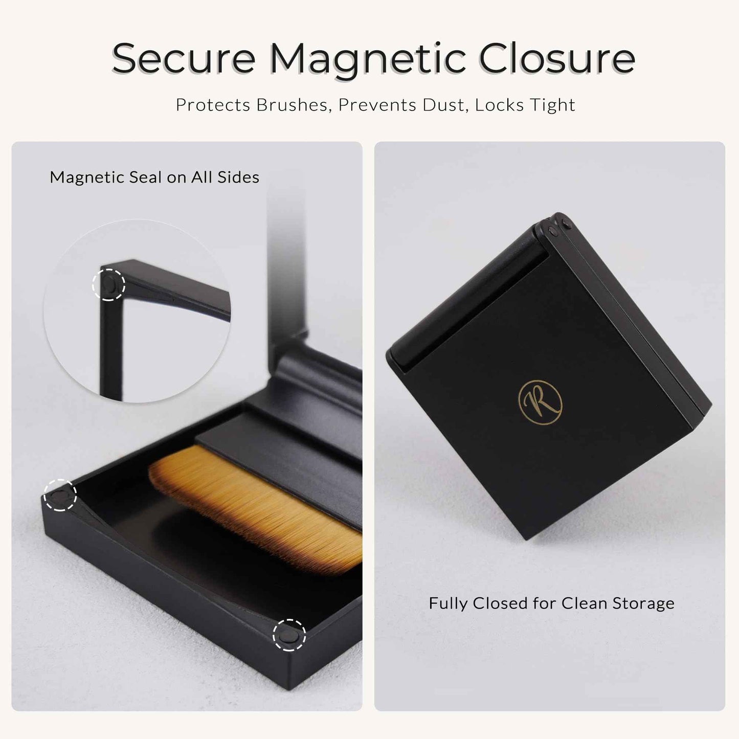 Foundation Brush with Vegan No-Shed Bristles, Wide Flat Head for Cream Liquid or Sunscreen, Dual Replaceable Heads, Mirror and Magnetic Case, Ideal for Daily Use at Home or On the Go