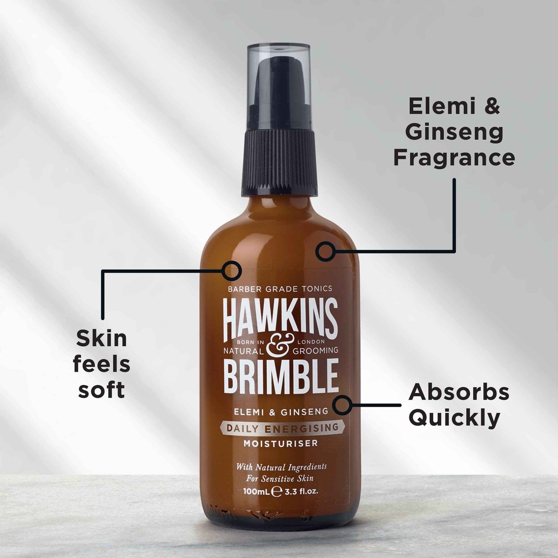 Hawkins & Brimble - Mens Face Moisturiser, 100ml - Daily Energising Face Moisturiser for Dry Skin, Hydrating & Sensitive Skin with Natural Ingredients - No Parabens/Animal Testing