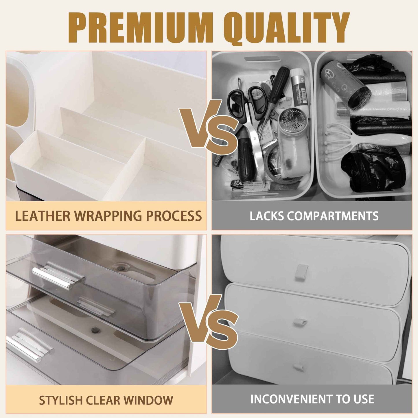 Homeanda Makeup Organizer with Drawers – Large Cosmetic Storage Box for Vanity, Bathroom, or Bedroom, Perfect for Skincare, Brushes, Lipstick, Eyeshadow,and Beauty Essentials (White)