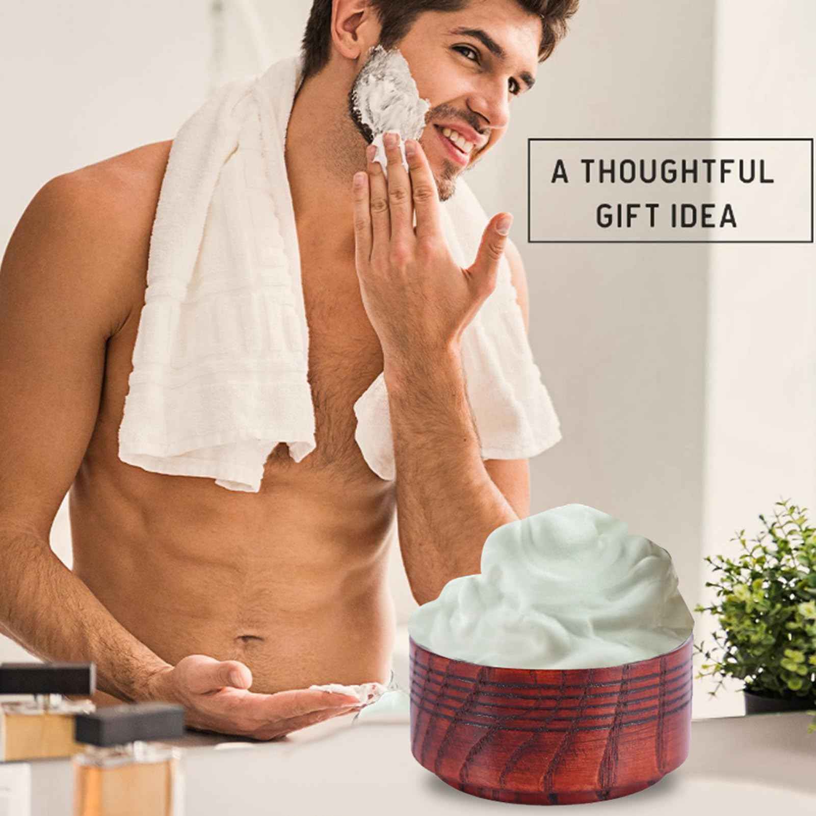 Saluaqui Wood Shaving Soap Bowl Cup Mug Tool, Man Shaver Cleansing Foam Round Lightweight Firm Environmental, Delicate Appearance, Good Mood When Shaving